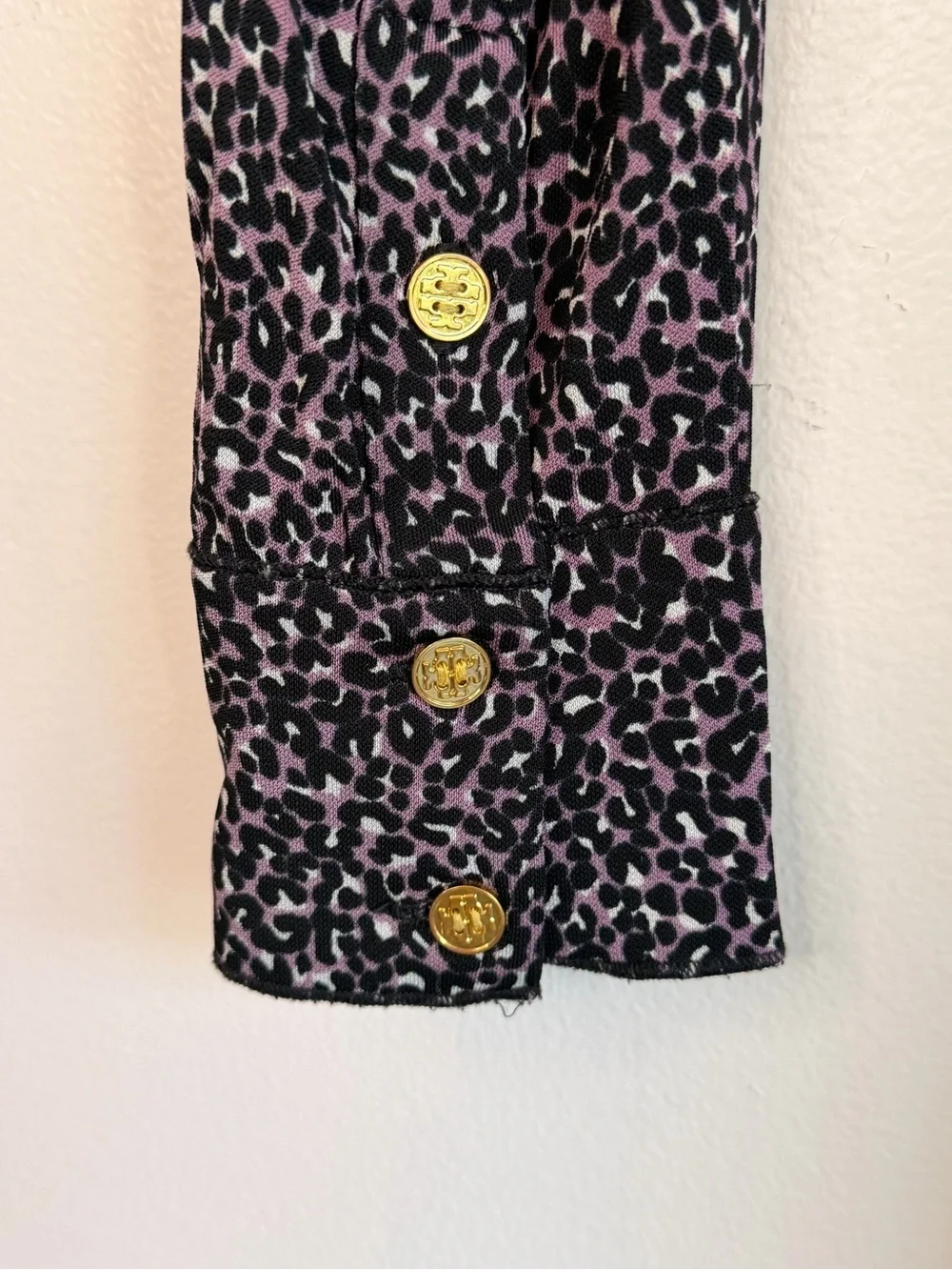 Tory Burch Leopard Print Long-Sleeve Belted Sheath Dress Purple Women’s Size XS